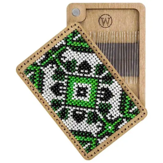 Wonderland Crafts Green & White Bead Embroidery Needle Box Kit {1}