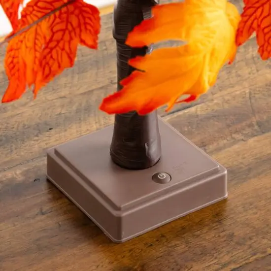2ft. Pre-Lit Bright Autumn Maple Artificial Fall Tree with 24 Warm White LED Lights and Detachable Base {7}