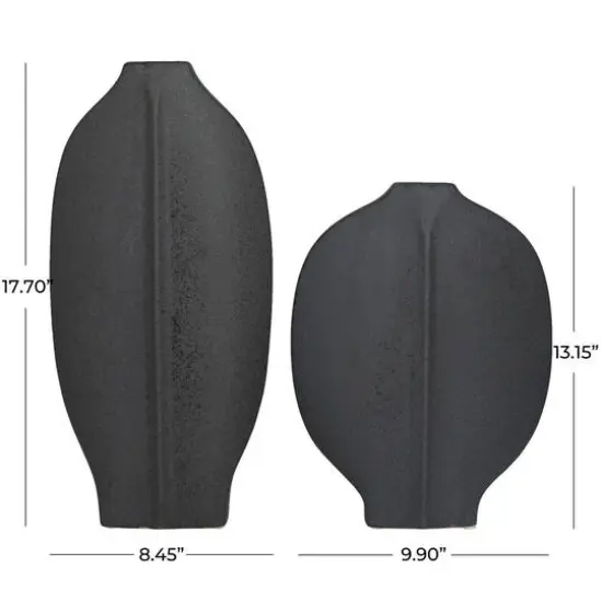 CosmoLiving by Cosmopolitan Black Ceramic Textured Vase Set of 2 18", 13" {6}