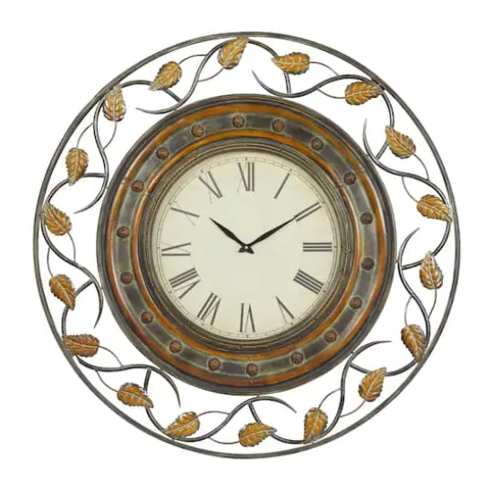 Brown Rustic Metal Wall Clock {1}