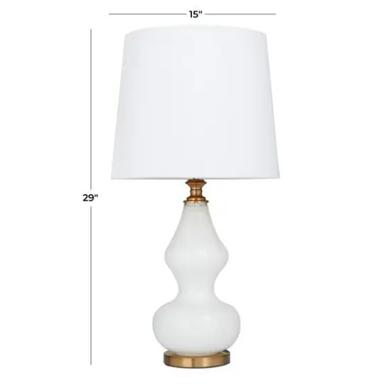 White Glass Table Lamp 15" x 15" x 29" {9}