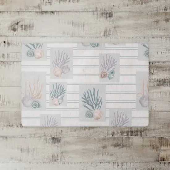 Shell Panels On Stripe Floor Mat Blue Stripe {3}