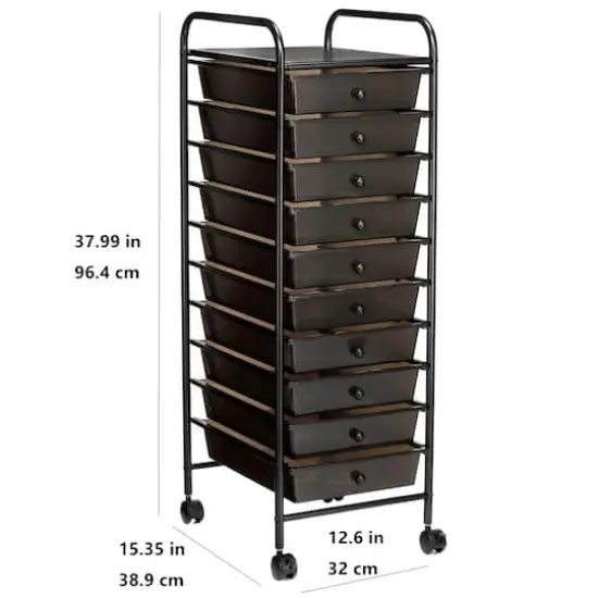 10 Drawer Rolling Cart by Simply Tidy&reg; Matte Black {5}