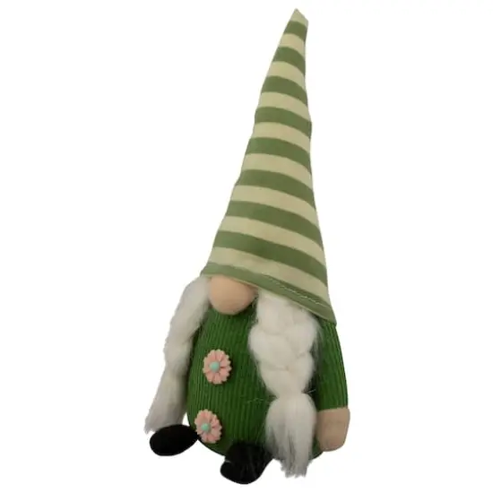9.25" Green Striped Hat Girl Springtime Gnome {4}