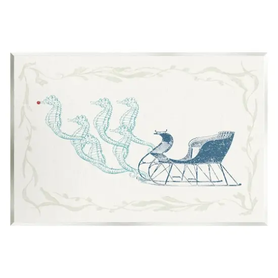 Stupell Industries Seahorse Santa Sled Nautical Christmas Wall Plaque Art {1}