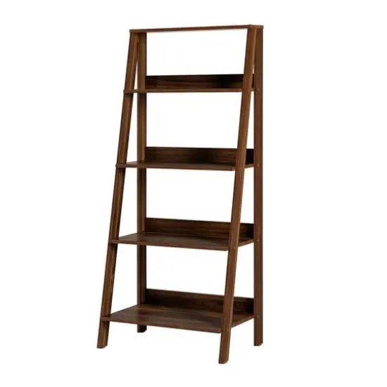 Walker Edison 55" Walnut Modern Ladder Bookshelf {3}