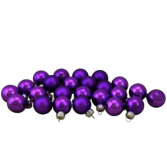 24ct. 1" Purple 2-Finish Glass Ball Ornaments {1}
