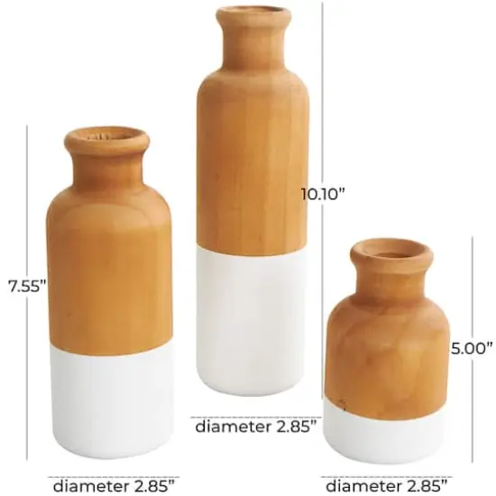Brown Wood Colorblock Vase with White Bases Set {8}