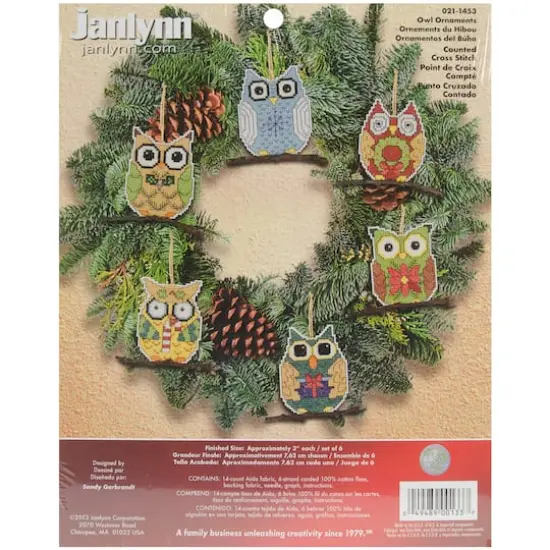 Janlynn&reg; Owl Counted Cross Stitch Ornaments Kit {1}