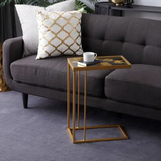 25" Gold Metal Contemporary Accent Table {9}