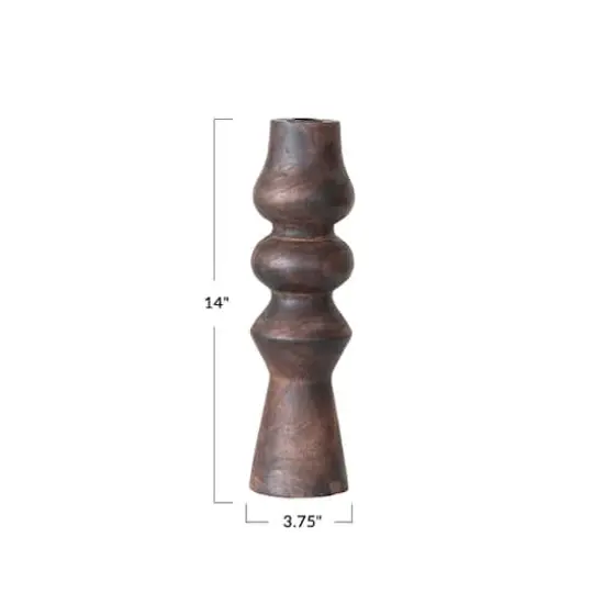 Hello Honey® 14" Decorative Espresso Finish Wood Hand-Carved Taper Candle Holder {5}