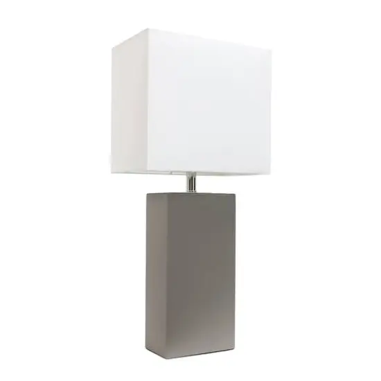 Lalia Home Lexington 21" Leather Home Décor Table Lamp Gray {1}