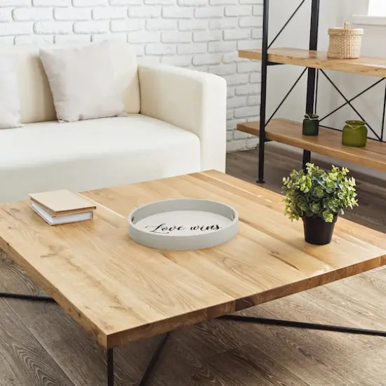 Elegant Designs&trade; 13.8" Round Love Wins Serving Tray with Handles {5}