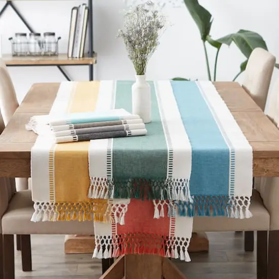 DII&reg; 72" Dobby Stripe Table Runner Honey Gold {5}