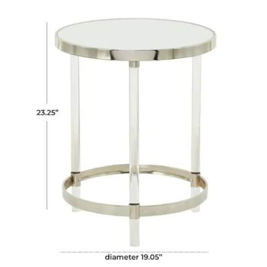Silver Acrylic Contemporary Accent Table, 19" x 19" x 23" {7}