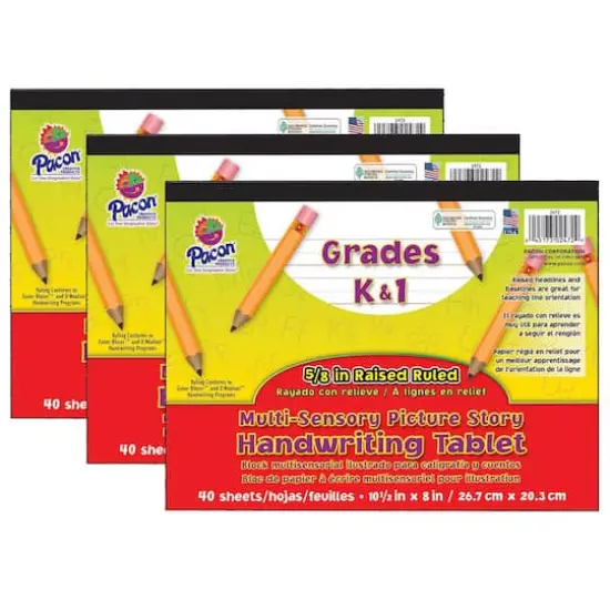 Pacon&reg; Multi-Sensory K-1 Picture Story Handwriting Tablet, 3 Packs of 40 {1}