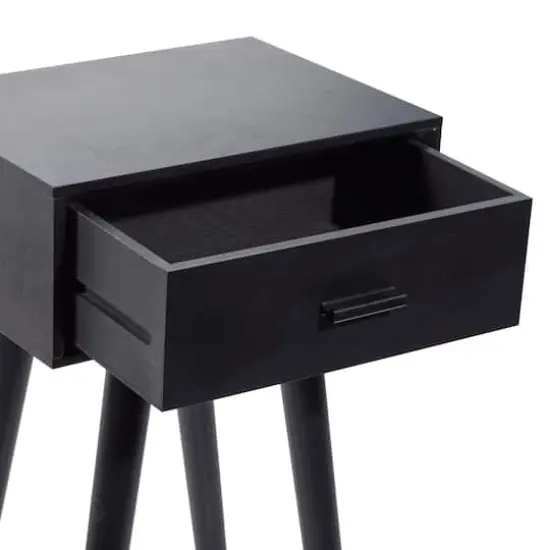 28" Black Pine Modern Accent Table {5}