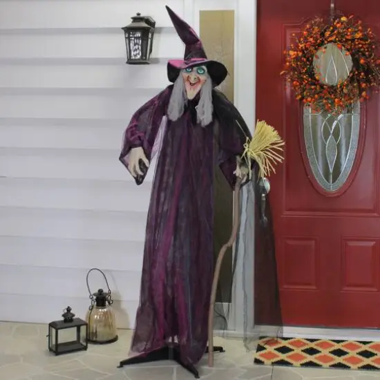 5.5ft. Lighted & Animated Witch Halloween Figure Decoration {4}