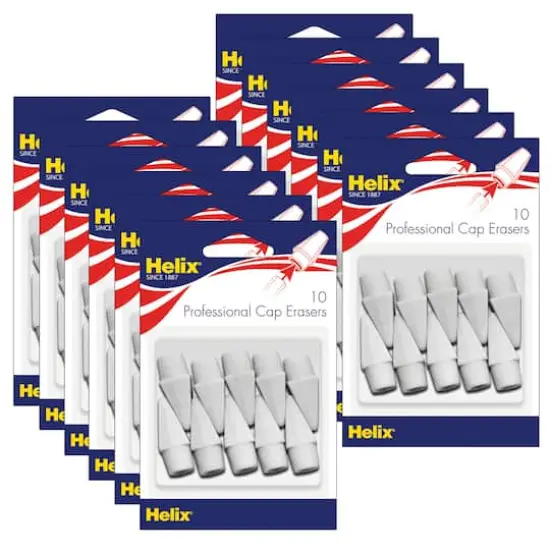 Helix&reg; White Pencil Cap Erasers, 12 Packs of 10 {1}