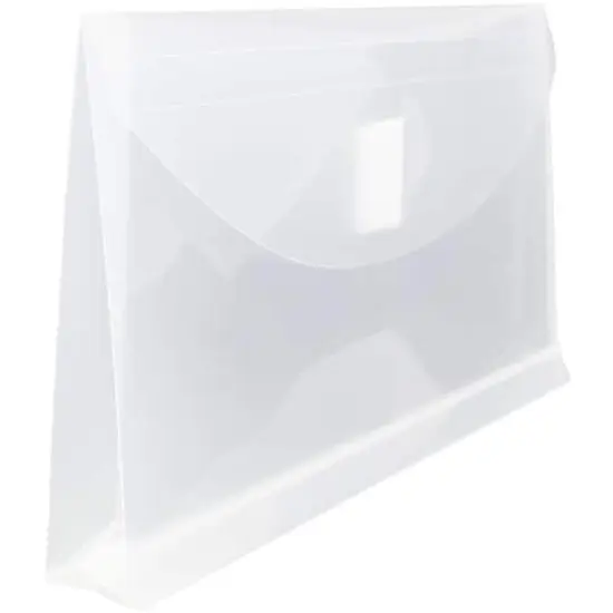 JAM Paper 5.25" x 10" Plastic #10 Hook & Loop Envelopes with 1" Expansion, 24ct. Clear {5}