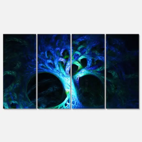 Designart - Magical Blue Psychedelic Tree - Abstract Canvas Art Print {1}