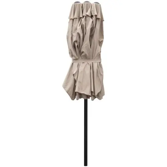 15ft. Outdoor Patio Market Umbrella with Hand Crank Beige {5}