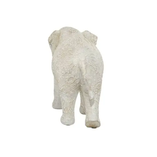 14" White Resin Eclectic Elephant Sculpture {7}