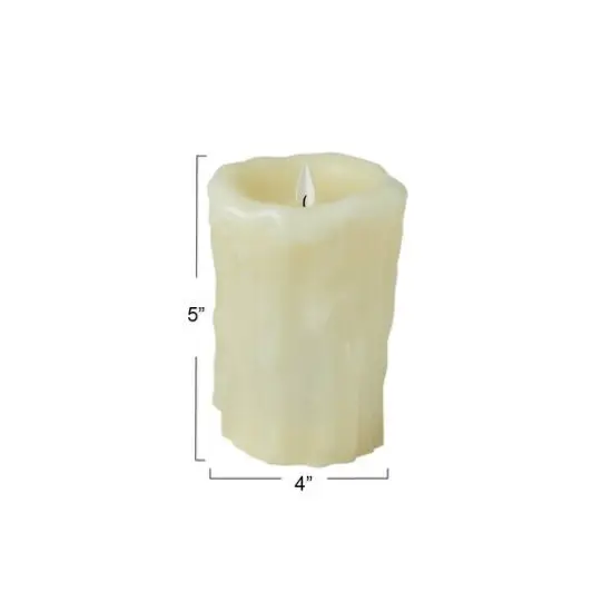 Hello Honey&reg; 5" Ivory Pillar LED Candle with Embossed Faux Melted Wax {6}
