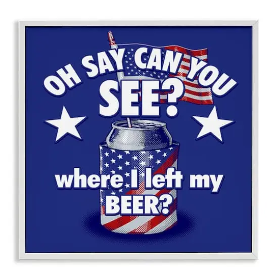 Stupell Industries Funny Patriotic Beer Framed Giclee Art White {1}