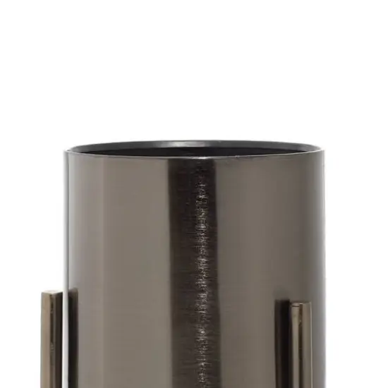 Dark Silver Metal Contemporary Planter Set {4}