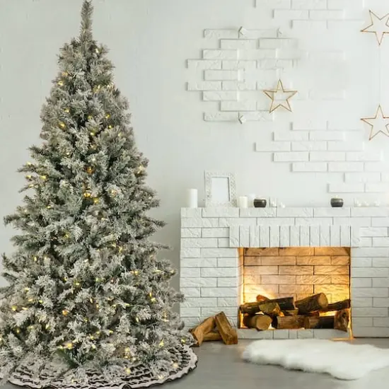 7.5ft. Pre-Lit Snowy Harwich Artificial Christmas Tree, Dual Color&reg; LED Lights {3}