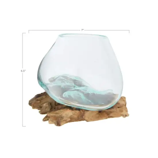 Hello Honey&reg; 6.5" Glass Planter/Vase on Natural Wood Base {6}