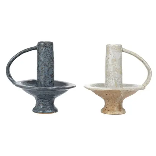 Hello Honey&reg; 5.5" Round Stoneware Candle Holder with Handle Set {3}