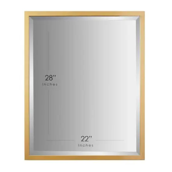 Head West Metal Framed Beveled Edge Rectangular Vanity Wall Mirror Brass {7}