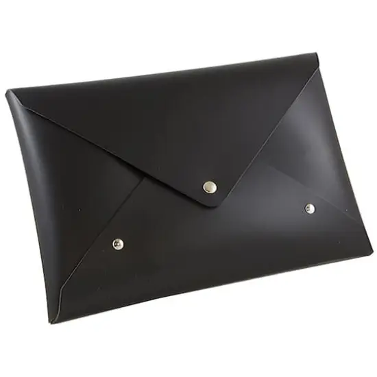 JAM Paper Black Medium Italian Leather Portfolio with Snap Closure {3}