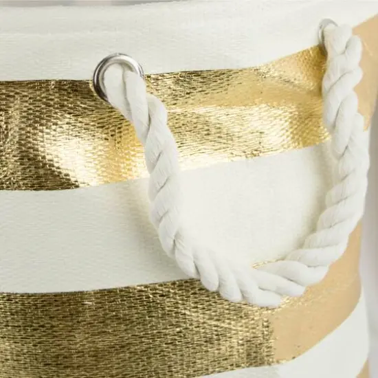 DII&reg; 14" Stripe Woven Paper Storage Bin Gold Stripe {5}