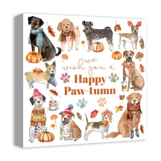 Happy Paw-tumn 16" x 16" Canvas Wall Art {3}