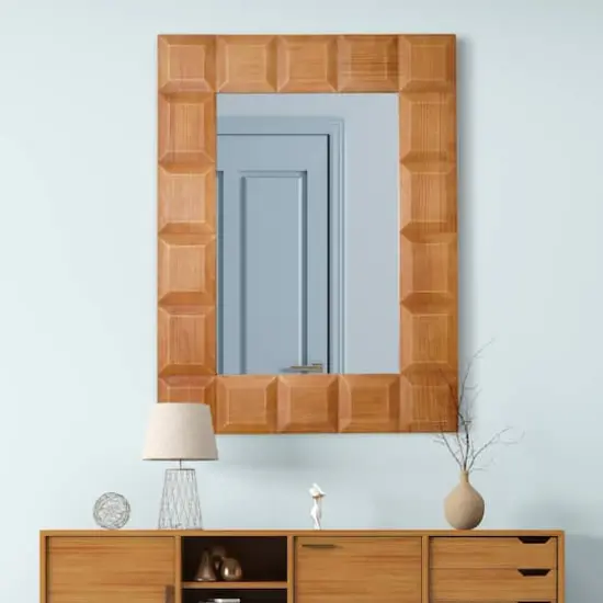 Brown Carved Wood Framed Rectangle Decorative Wall Mirror - 30" x 40" {3}