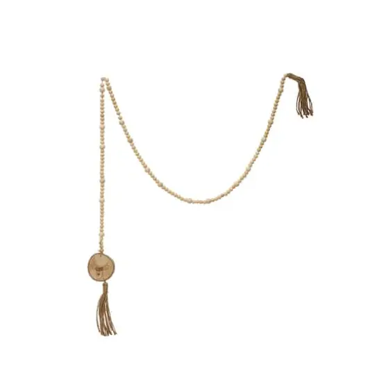 Hello Honey&reg; 6ft. Paulownia Wood Beads with Deer Icons & Tassels Garland {1}