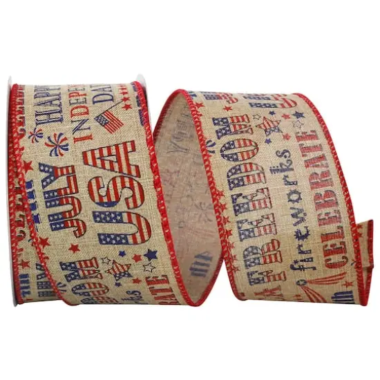 The Ribbon Roll 2.5" x 10yd. Linen Wired Vintage Americana Ribbon {1}