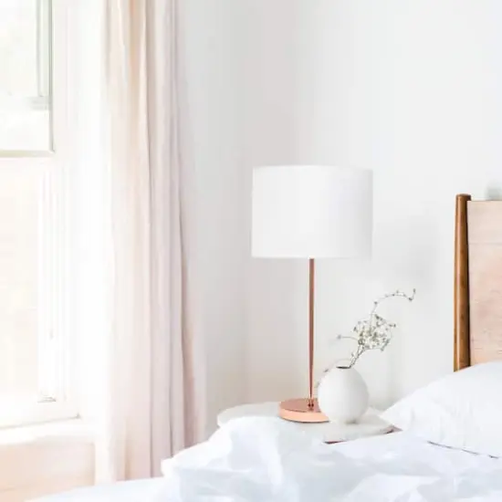 Simple Designs 23" White Fabric Shade Lamp Rose Gold {6}