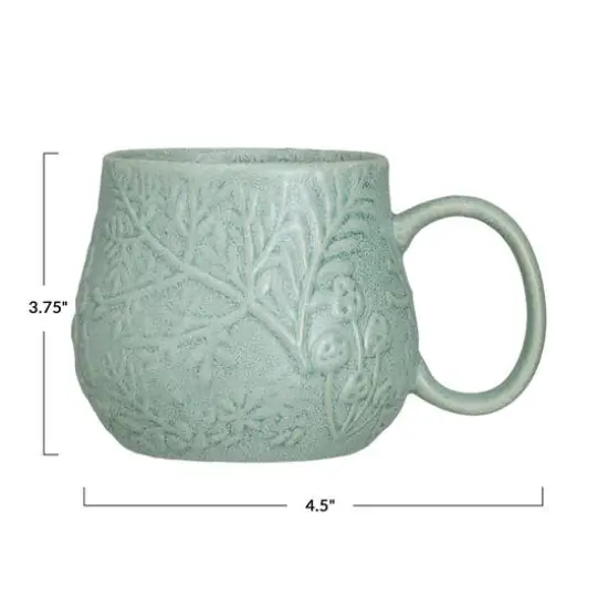 Hello Honey&reg; 16oz. Sage Reactive Glaze Embossed Botanicals Stoneware Mug {4}