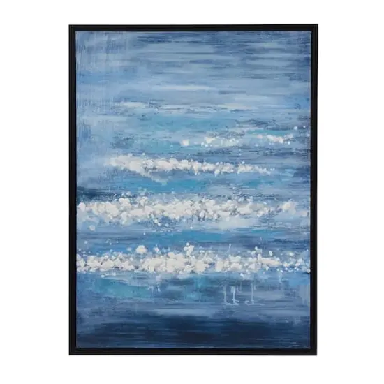 Blue Wood Modern Framed Wall Art 39" x 30" {1}