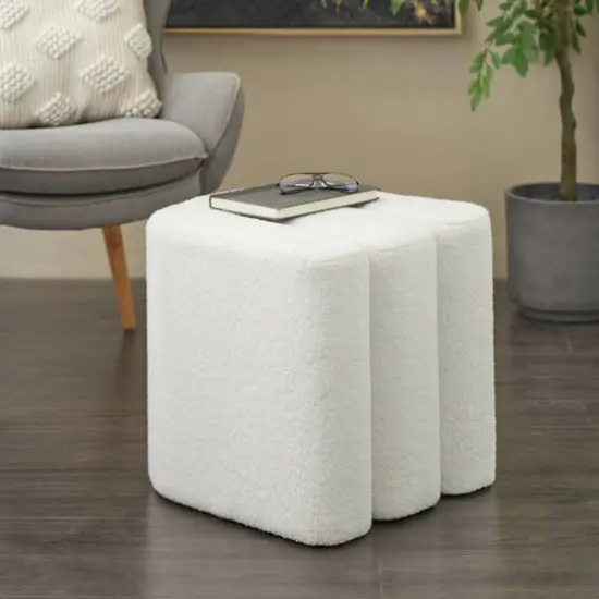 18" W-Shaped Room Ottoman White {3}