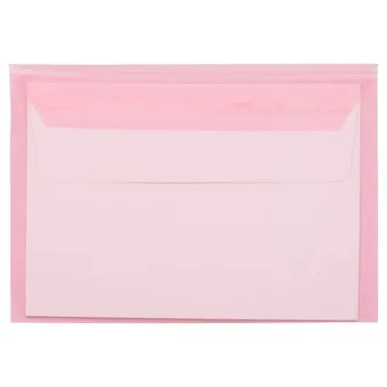 JAM Paper 4.62" x 6.43" Self Adhesive Closure Cello Sleeves, 100ct. Pink {7}