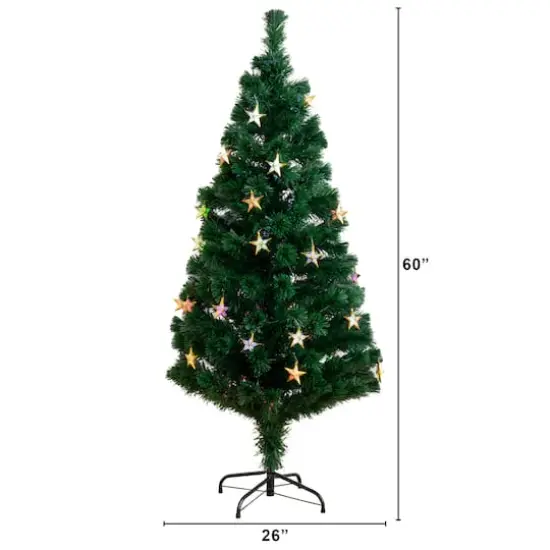 5ft. Fiber Optic Star-Shaped LED Lights Pine Artificial Christmas Tree {4}