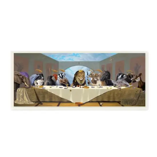 Stupell Industries Last Supper Safari Animal Version King Lion,7" x 17" {1}