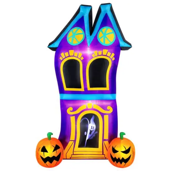 8ft. Airflowz Inflatable Halloween Haunted House with Projection Silhouette {1}