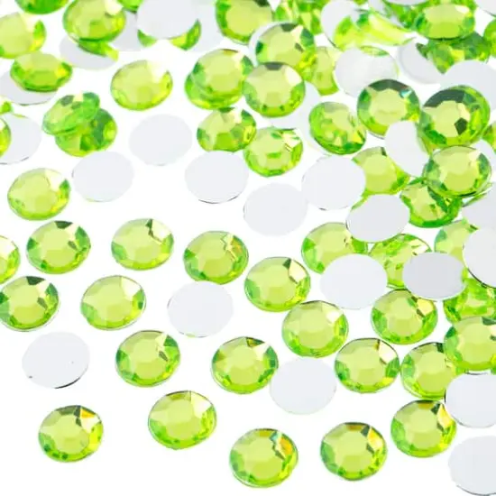 John Bead 8mm Acrylic Round Flat Back Rhinestones, 1,000ct. Peridot {1}