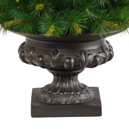 3.5ft. Pre-Lit New England Pine Artificial Christmas Tree In Iron Colored Urn, Clear Lights {7}